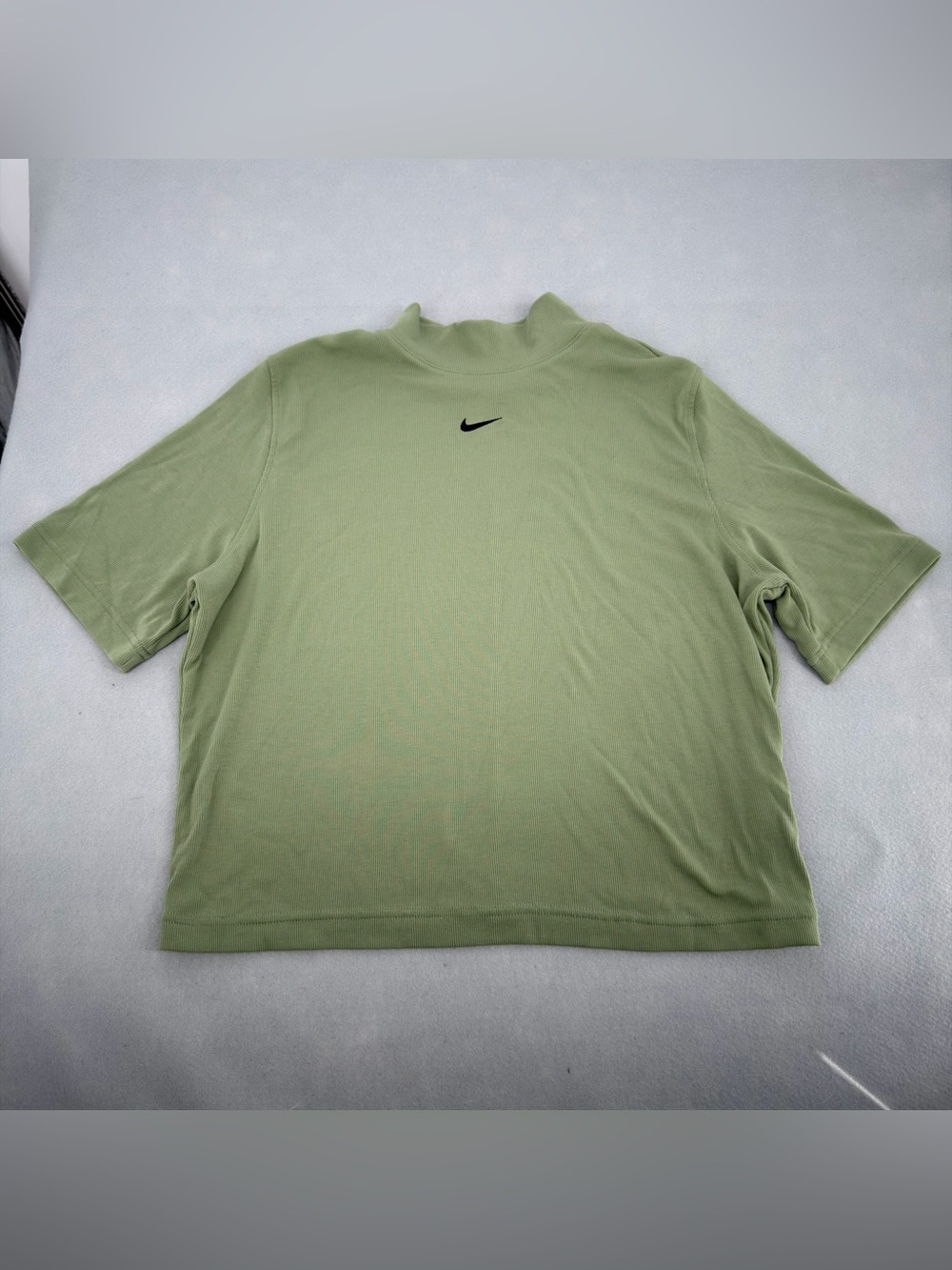 Nike Green Ribbed Mock Neck Short Sleeve Top XL Womens